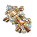 Custom Carnival Costumes Accessories Gold Color Iron on Rhinestone Applique Patch Resin Rhinestone Trim Applique Wholesale
