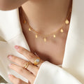 Minimalist Jewelry 18K Gold Plated Choker Stainless Steel Small Circular Tassel Charm Necklace