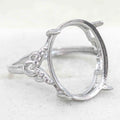 Sterling Silver 13*16/13*18/14*19/15*20mm Semi Mount Ring Empty Frame Blank Support S925 Base Without Center Stone for DIY Inlay