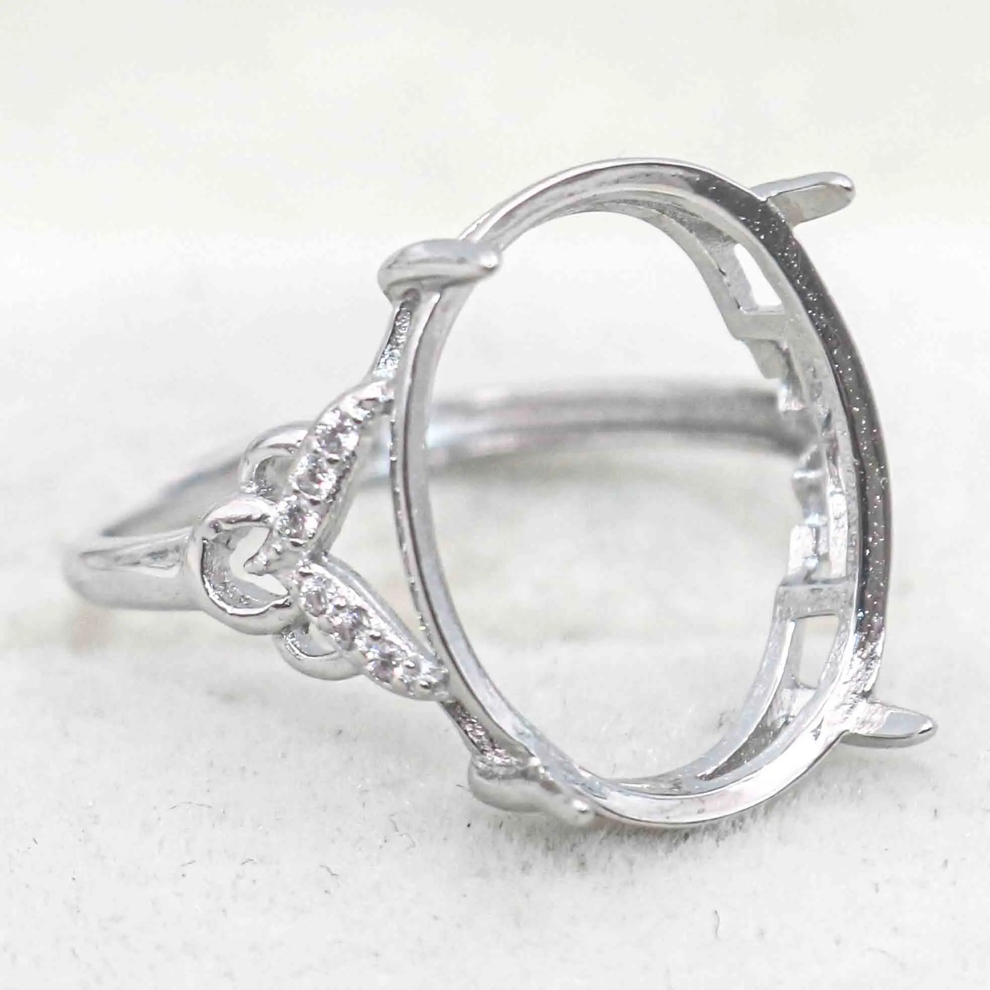 Sterling Silver 13*16/13*18/14*19/15*20mm Semi Mount Ring Empty Frame Blank Support S925 Base Without Center Stone for DIY Inlay