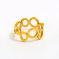 High End 18K Plain Gold Hollow Interlocking Circle Ring Stainless Steel Trendy Simple Gold Plated Jewelry