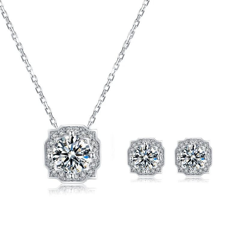 Jewelry Manufacturer Jewelry Set Diamond 925 Sterling Silver Moissanite Earring Necklace Set
