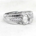Sterling Silver 6*8mm Semi Mount Men's Ring Frame Empty Blank Claw Setting S925 Base Holder Without Center Stone for DIY Inlay