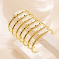 Beimai OEM Fashionable Zircon C Shape Waterproof Titanium Steel 18k Gold Plated Bangle
