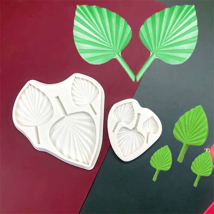 YS Palm Leaf-Shape Cookies Pudding Sugar Mould Cake Hard DIY Chocolate Silicone Decor Fan Playing Leaf Fondant Decorating Tools