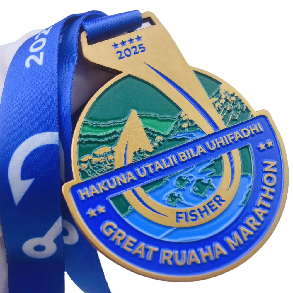 Custom High-Quality Enamel Race Award Medal Great Ruaha Marathon Medal with Lanyard for Commemorative Use