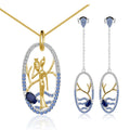 C8124 Abiding Fine Jewelry Designer Collection Diffusion Sapphire Gemstone 925 Sterling Silver Jewelry Set for Women