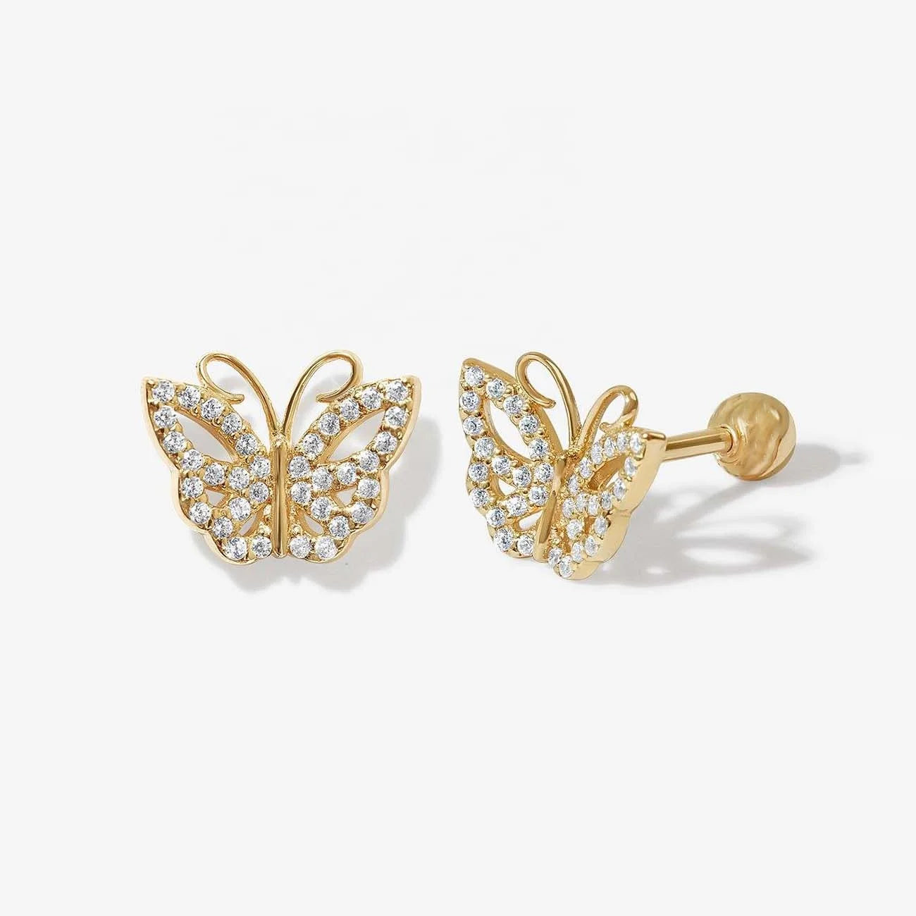 LOZRUNVE 925 Sterling Silver 18k Gold Ball Back Fashion Crystal Piercing Stud Earring Jewelry