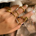 Irregular Unique Finger Ring Stainless Steel Jewelry Gift Rings 18k Gold Plated Non Tarnish Open Statement Ring Women