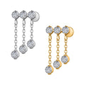 Wholesale Ear Tragus Zircon Studs Gold Plated Titanium Bezel Chain Dangle Lip Ring Labret Piercing Wedding Engagement Gift Party