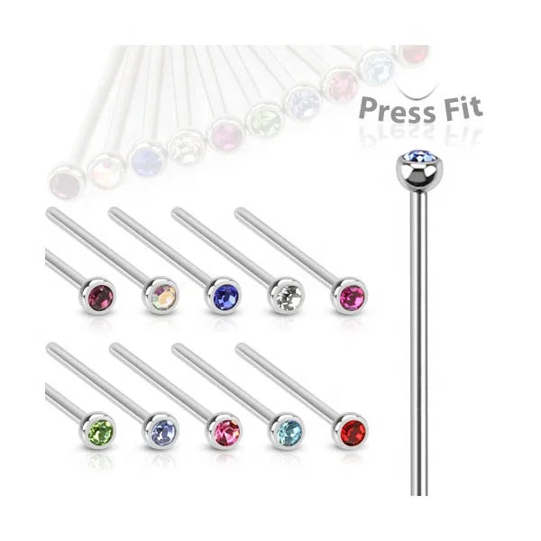 Titanium Nail Fishtail Nose Ring Nasal Nail with Zircon Straight Fishtail Nose Ring Piercing Body Jewelry