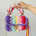 Multi Color Handbags Beach Yarn Purse Woven Shoulder Bags Colorful Rainbow Luxury Crochet Bag Handmade