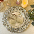Gold Plastic New Design Luxury Vintage Embossed Round Gold Reef Decorative Dishes Plastic Charger Plate for Wedding