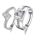 Wholesale Real Silver Plated AAA Cubic Zircon Women Men Adjustable Couple Rings Jewelry for Lovers