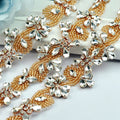 Rhinestone AppliqueBridal Sash AppliqueBead Motifs Small Wedding Belt Applique Iron-on WRA-1009