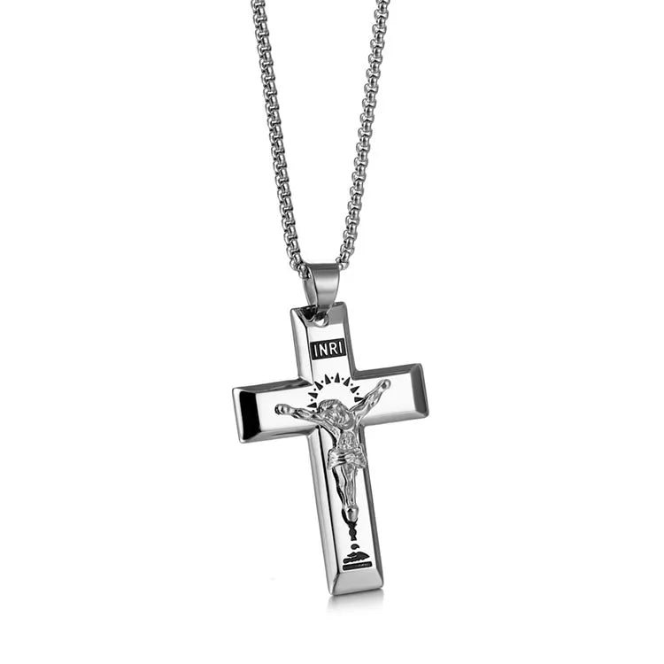 Wholesale Christian Jewelry Stainless Steel Cross Jesus Man Rings