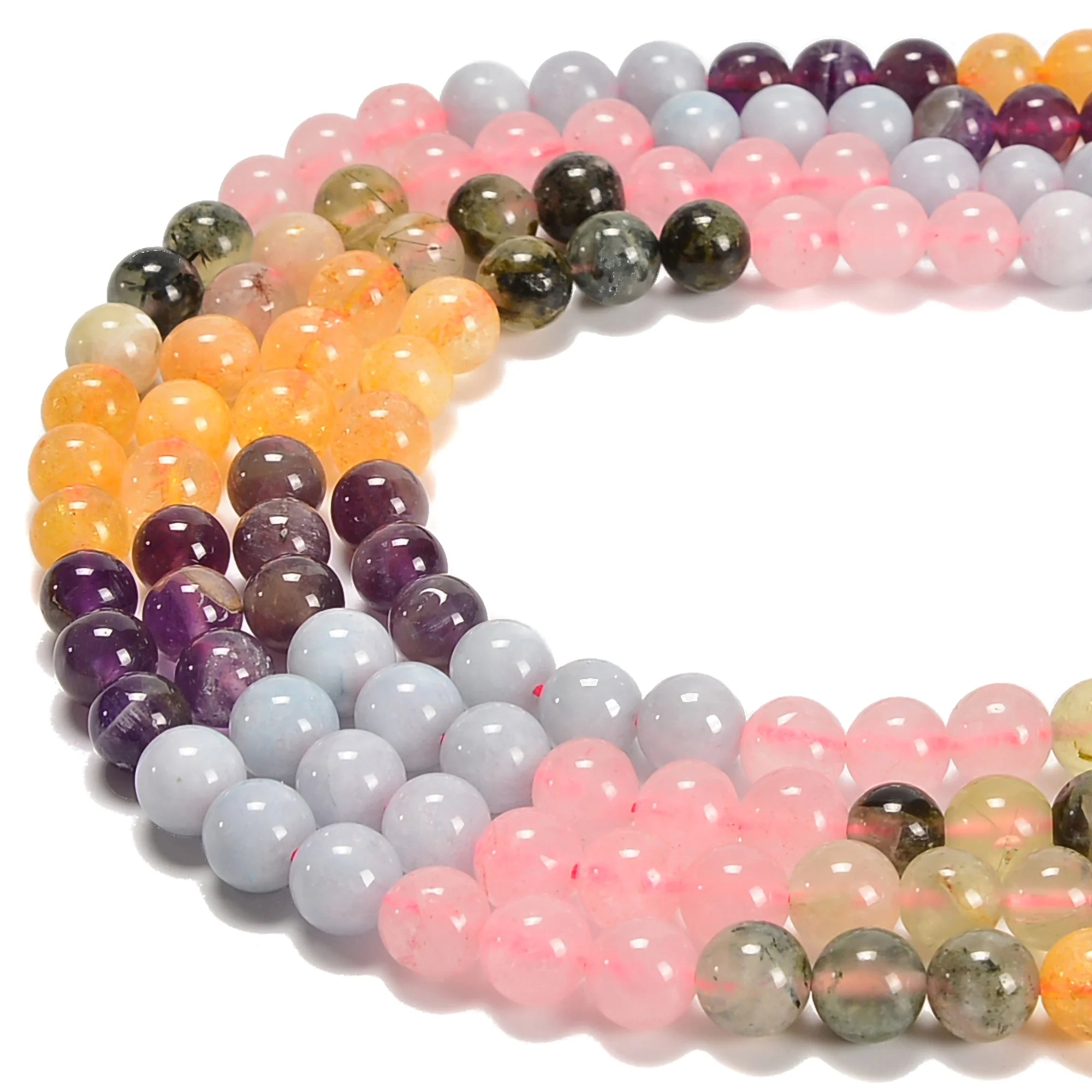 Bulk Price Loose Natural Smooth Round Gemstone Bead Strands Light Chakra Stone Beads for Jewelry Making 6mm 8mm 10mm