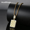 CN018 Bling Bling Hip Hop Gold Plated Brass Pendant Micro Pave with CZ Stones Rope Chain Necklace for Men and Women