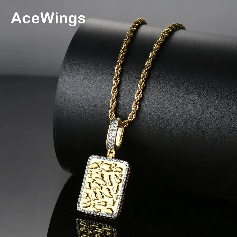 CN018 Bling Bling Hip Hop Gold Plated Brass Pendant Micro Pave with CZ Stones Rope Chain Necklace for Men and Women