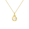 Wholesale 6.5mm Pearl Necklaces 925 Sterling Silver 14k Gold Plated Pearl Pendant Necklaces for Women