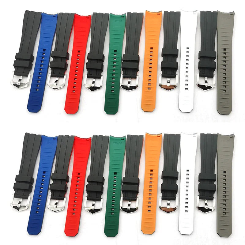 Fashion Luxury Curve End Double Dual Color Quick Release Rubber Watch Band Strap
