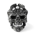 Retro Silver 18K Gold Plated Heavy Punk Gothic Band Ring Stainless Steel Warrior Skull Predator for Men for Wedding Engagement