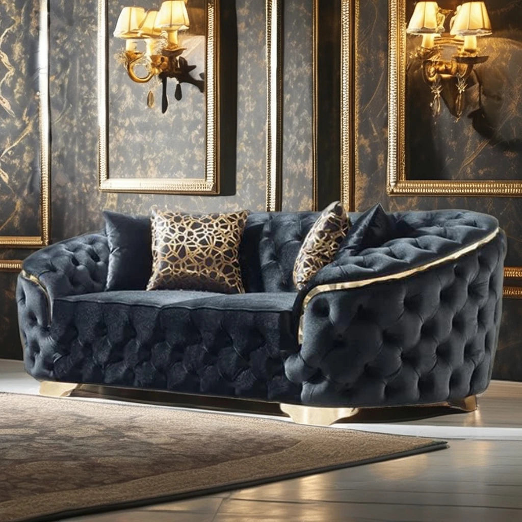 Factory Direct Luxury Velvet Fabric Sofa Tufted Traditional Design for American Living Room & Villa for Foreign Trade MegaBDM