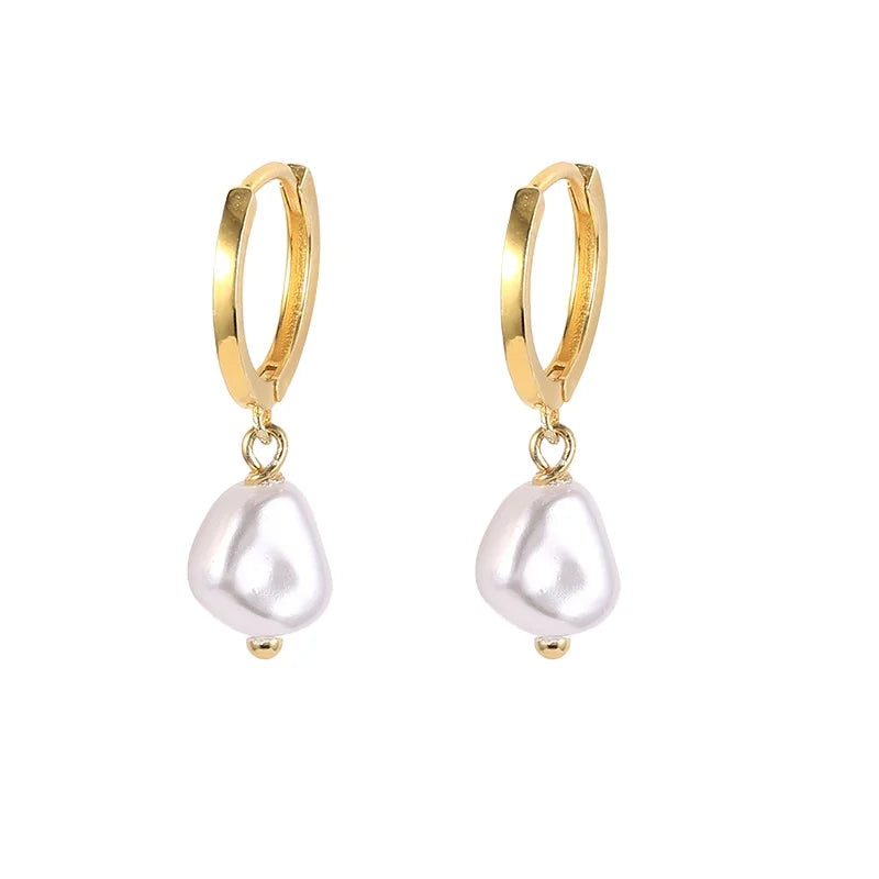Dainty 925 Sterling Silver Simulated Pearl  Earring Fashion Jewelry Wholesale