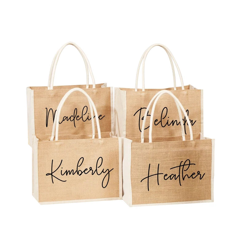Wholesale Cheap Custom Printed Canvas Tote Bag with Cotton Handle Natural Burlap Linen Jute for Wedding Promotions and Gifts