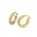 Newly Full White Zircon 18k Gold Huggie Jewelry 925 Sterling Silver Hoop Earrings Women