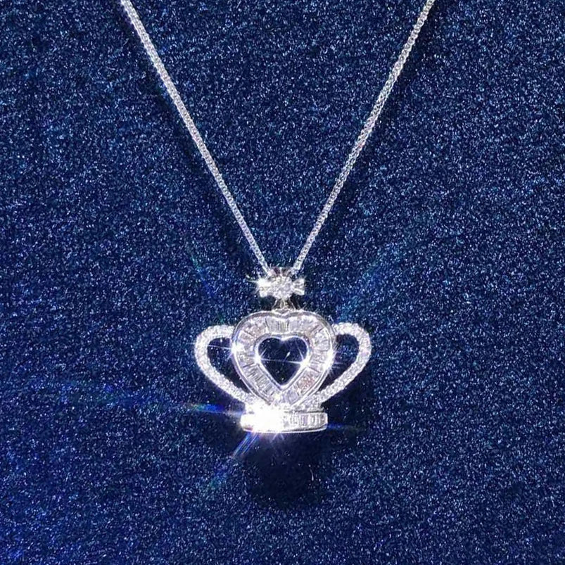 CAOSHI XL445 Big Crown Pendant Fashion Necklace Jewelry Wedding Engagement 3A Cubic Zirconia Heart Shaped Necklaces Women Charms