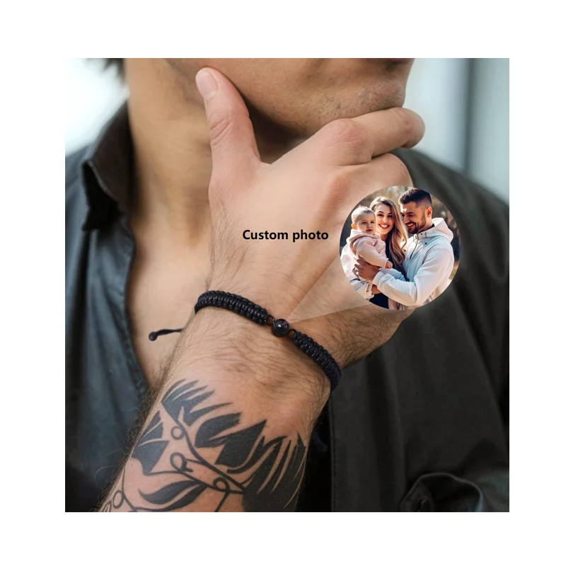 Customized Photo Projection Bracelet Trendy Personalized Stainless Steel Adjustable 100 Language I Love You Couple Bracelets