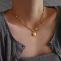 Nabest Waterproof Stainless Steel Lock Pendant Necklace Women Jewelry PVD 18K Gold Plated Love Friendship Necklaces