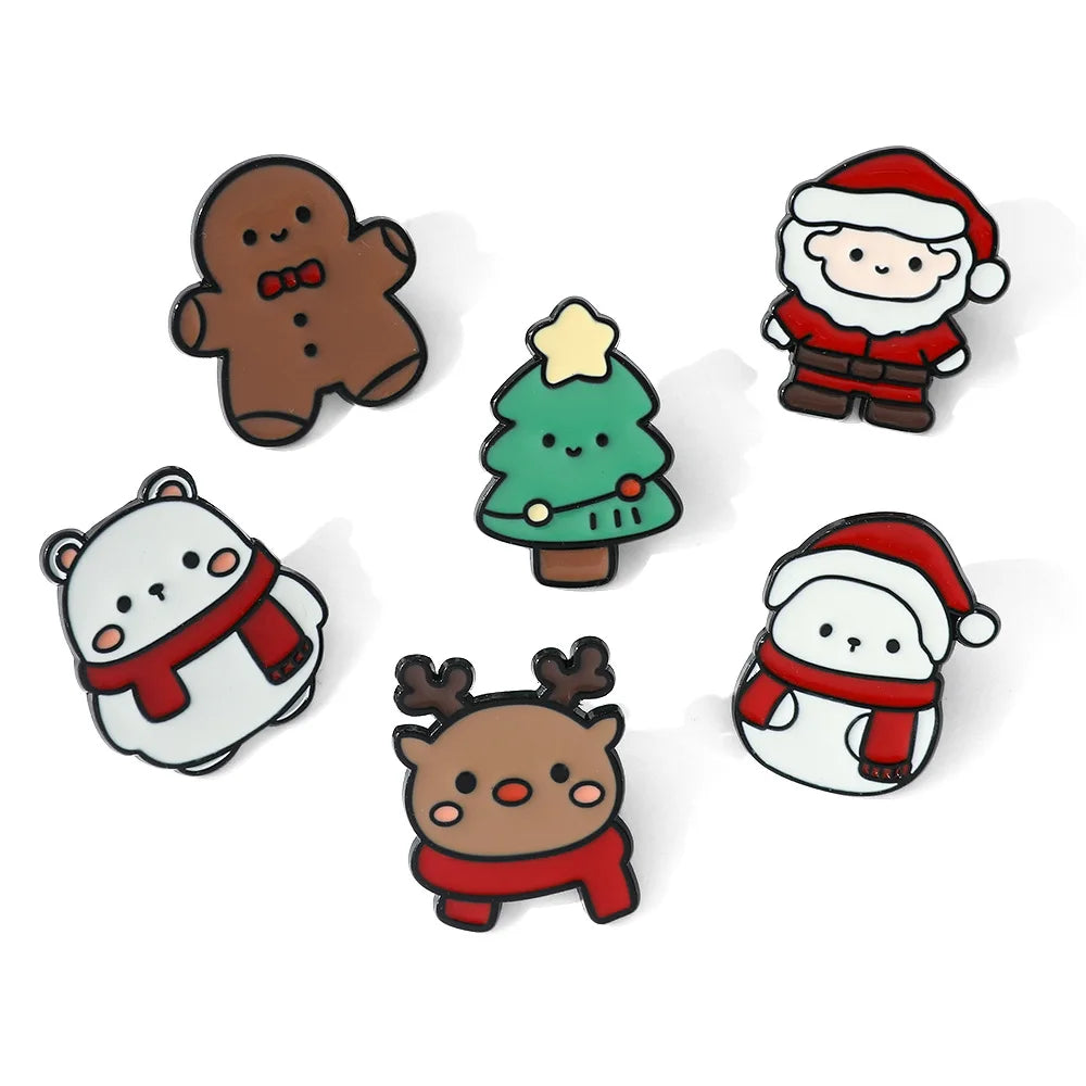 37 Designs Cute Anime Logo Badge Hat Brooch Cartoon Christmas Festival Santa Metal Enamel Collar Brooch Pins