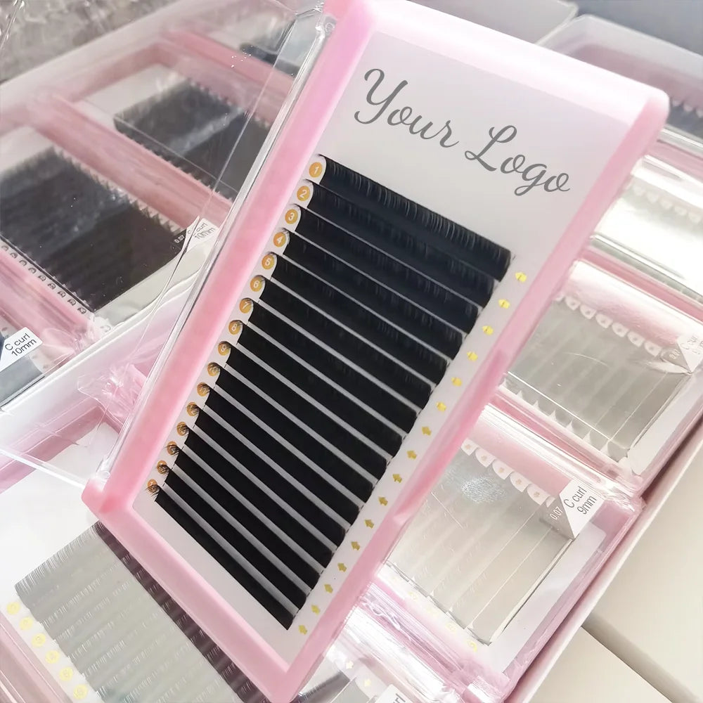 Private Label Black Matte Soft Volume  Lash Extension Lash Tray Individual Lash Supplies Velvet Cashmere Eyelash Extensions