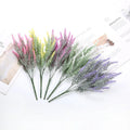 Home Decoration 5 Forks Flocking Plastic Flowers Potted Artificial Lavender Flowers for Wedding