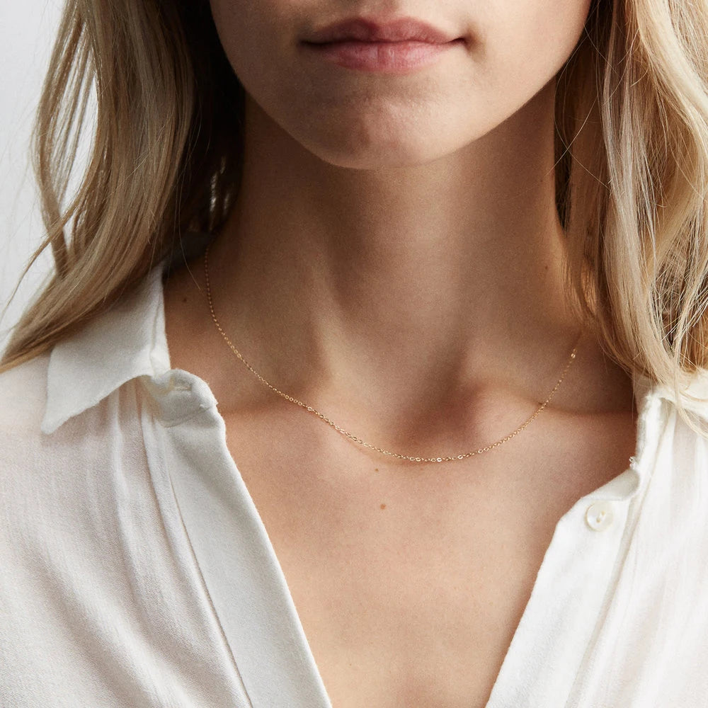 Minimalist 316L Stainless Steel Jewelry 14K Gold Plated Layering Necklace Classic Simple Gold Plated Chain for Weddings Gifts