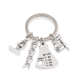 Science Microscopes DNA Doctor Pendants DNA Metal Key Chains Graduation Student Teacher Gift Anatomy Neurology Biology Key Rings