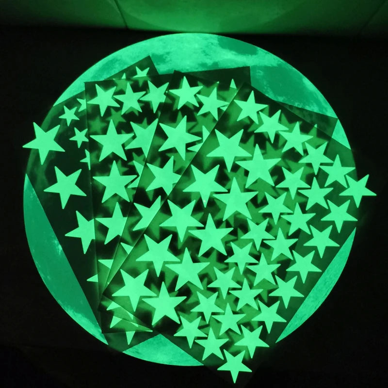 Home Decoration Moon and Star Custom Glow in the Dark Kids Sticker Paper for Wall