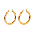 Wholesale 18K Gold Plated Thick Stainless Steel Hoop Earrings-Trendy Luxury Wedding Party Gift Jewelry