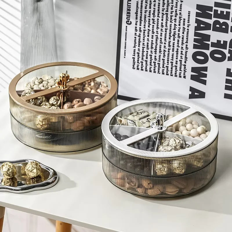 Food Storage Factory Custom Clear Food Storage Box Snack Fruit Tray Round Plastic Divided Serving Tray With Exquisite Lids