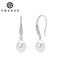Elegant Jewelry GRA Certificated Moissanite 925 Sterling Silver 9-10mm Natural Freshwater Pearl Hook Earrings for Women
