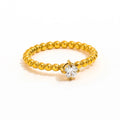 High End 18K Plain Gold Zirconia Dainty Beads Rings Stainless Steel Trendy Simple Gold Plated Jewelry