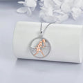 Sporty Theme Jewelry 925 Sterling Silver Rhodium Plated&Rose Gold Plated Tennis Girl Pendant Necklace