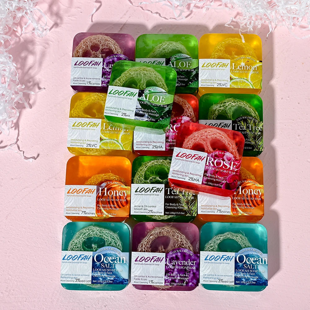 AiXin Custom Organic Moisturizing Exfoliating Cleansing Whitening Skin Loofah Soap Bar Essential Oil Toilet Soap Handmade Soap