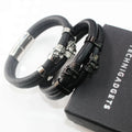 BMZ 2025 Brand-Position Seam Leather Bracelet Men New Textured Skull Leather Clasp Bracelet