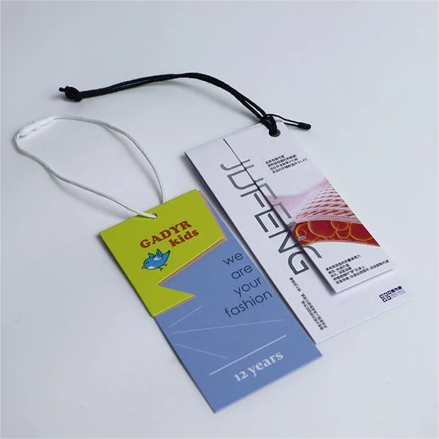 Custom Luxury Fashion Garment Paper Hangtags Clothing Hang Tags Printed logo Name Swing Tags with String and Pin