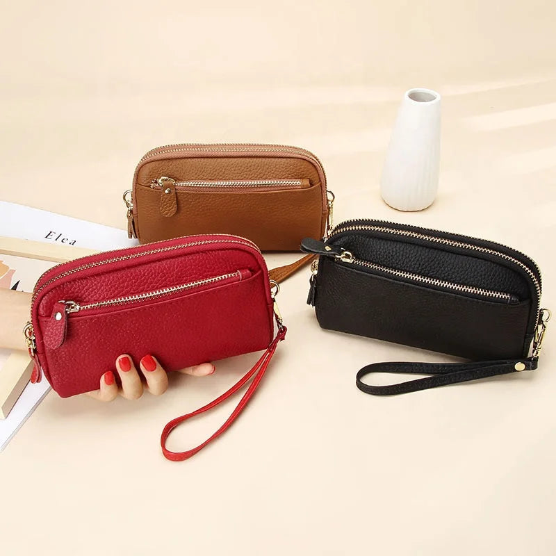2024 Lady Clutch Bag Fashion Women's Purse Genuine Leather Large Capacity Females Clutches Purse Cell Phone Women Wallets