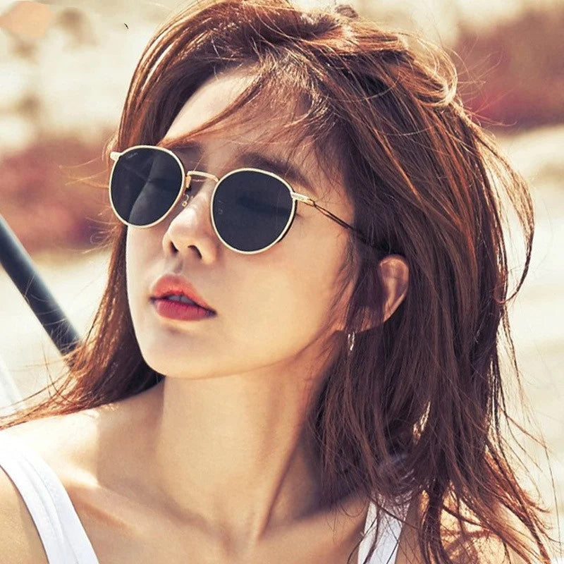 Jiuling Eyewear Ins Style Trending Polarized Sun Glasses High End Fashion Small Round Metal Frame Sunglasses for Women Men