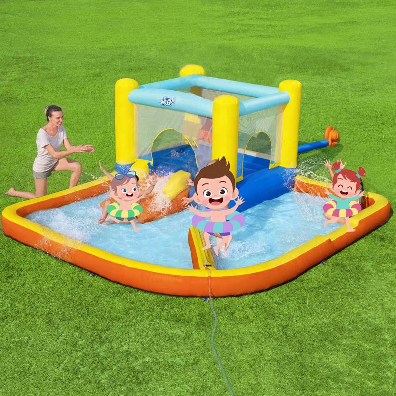 Bestway 53381 H2OGO Fast Inflatable Beach Bounce House Splash and Slide Backyard Water Park Castle Children Paddling Pool